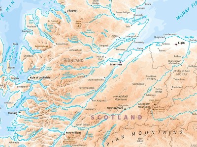 Map extract of Scottish Highlands