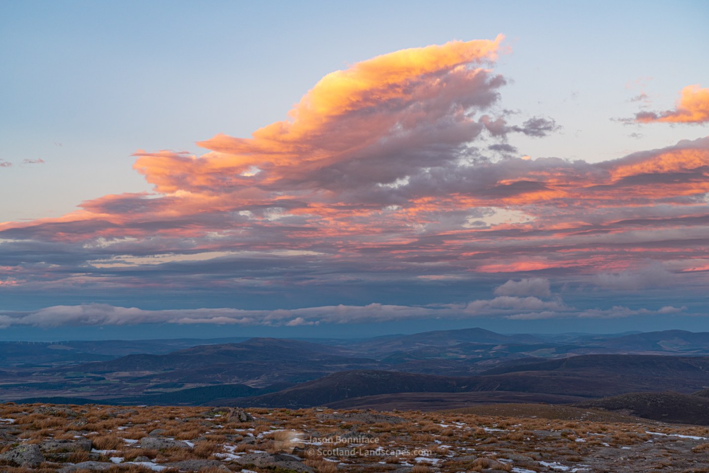 Photo of a north easterly view to the Hills of Cromdale and Ben Rinnes from the summit of Cairngorm