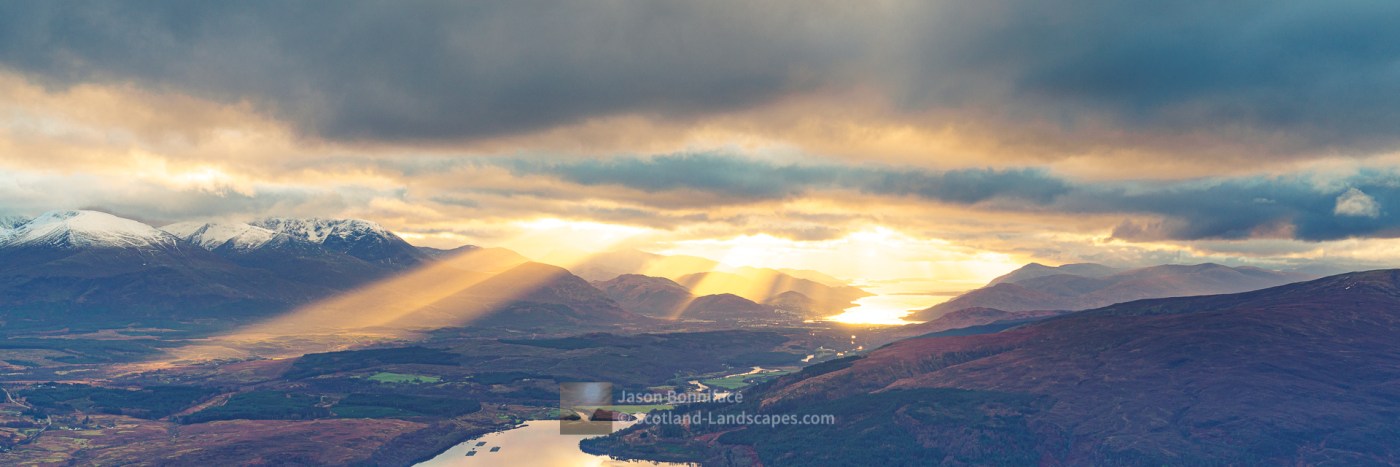 Crepuscular Rays Across Lochaber, Lochaber
