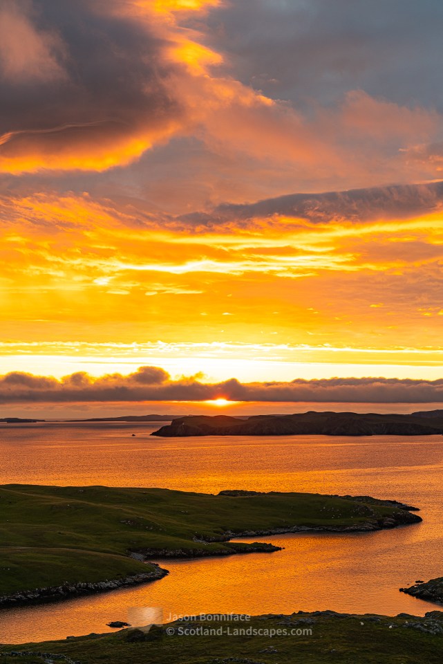 The Isle of Nibon and Ness of Hillswick at Sunset, Shetland