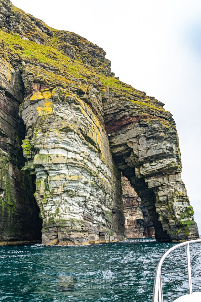 Approaching the "Giant's Leg" Arch at Bard Head, Shetland