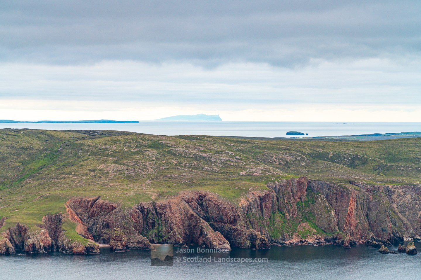 Papa Stour & Foula (distant) from Ronas Hill, Shetland