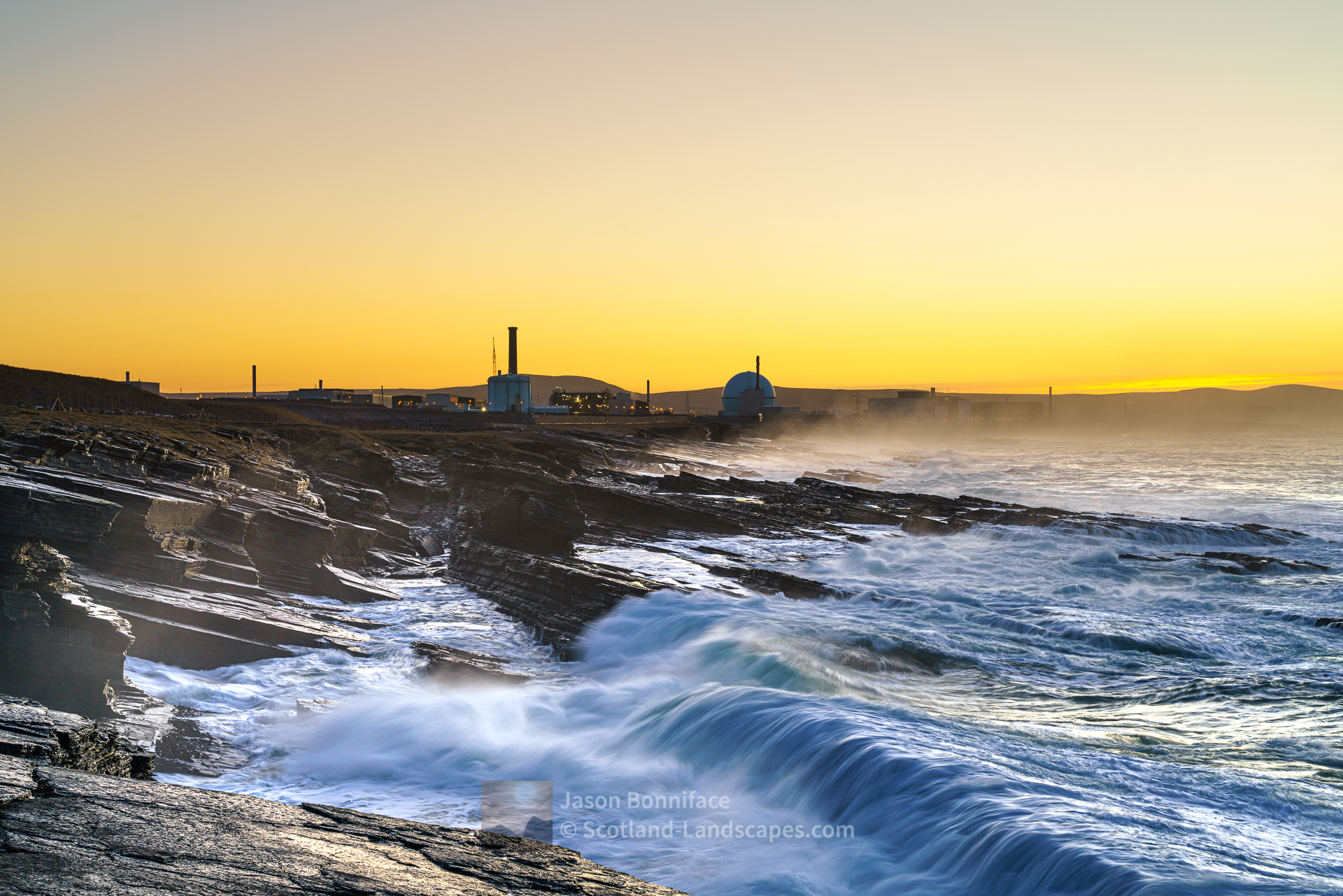 Crashing Waves - Dounreay at Sunset, Caithness