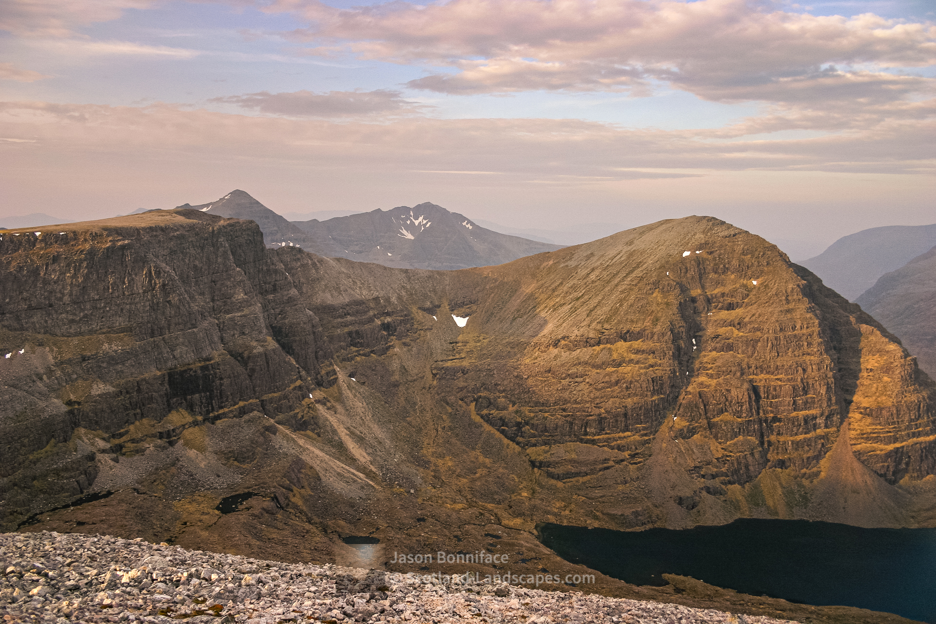Coinneach Mhor, the Triple Buttress and Sail Mhor from the south ridge of Ruadh-stac Mor, Torridon & Fisherfield