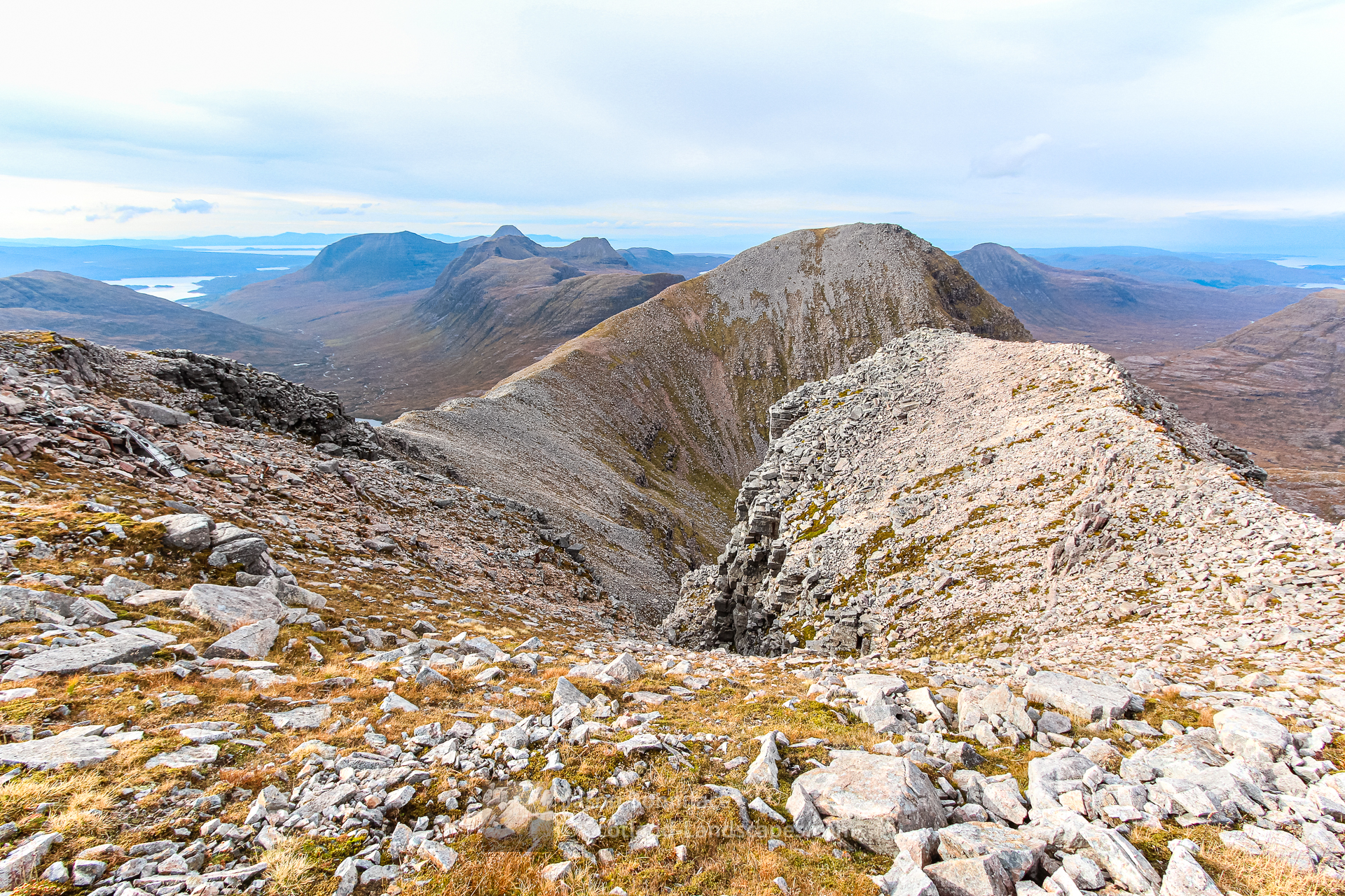 Sail Mhor from Coinneach Mhor at the top of the Triple Buttress of Coire Mhic Fhearchair, Torridon & Fisherfield