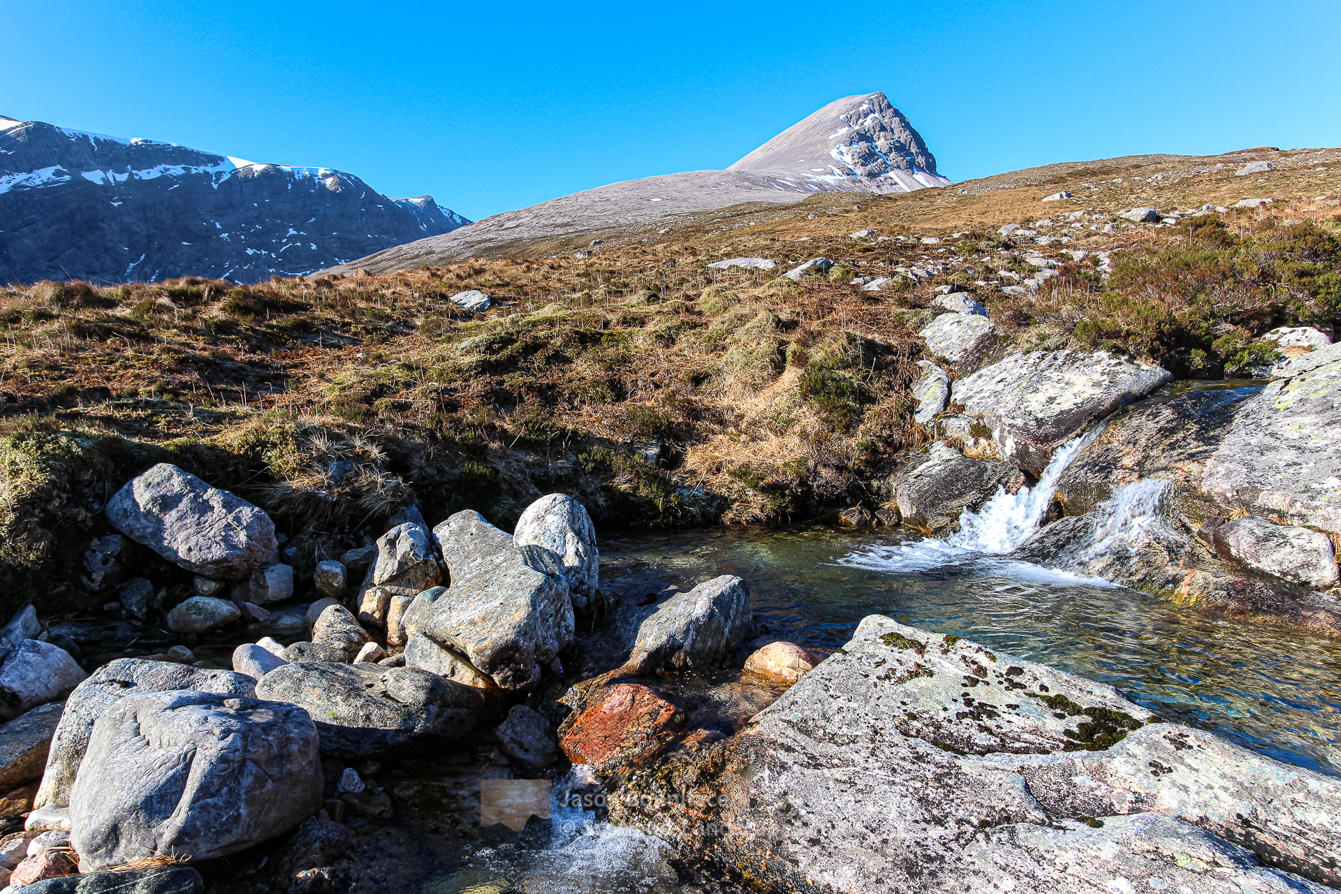 A' Cheir Ghorm from the Allt a' Mhadaidh stream to the east above Strath Dionard, Northern Sutherland