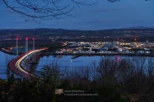 The Kessock Bridge, lights of the A9 and Inverness at dusk - 2, Loch Ness to Black Isle
