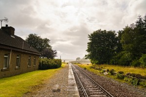 Remote Altnabreac station in a summer rain shower, Caithness