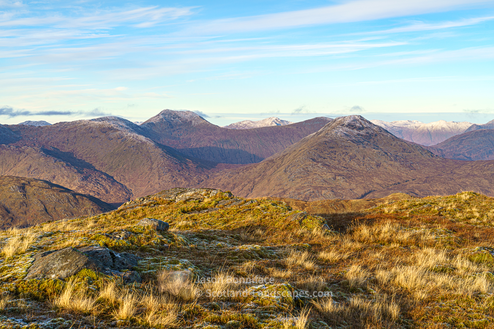 Sgurr Mor, left of centre, flanked by Sgurr Cos na Breachd-laoidh (left) and Fraoch Bheinn (right), Morar to Morvern